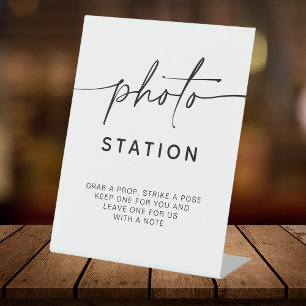 Photo Station Minimalistische bruiloft gastenboek Reclamebord Met Voetstuk
