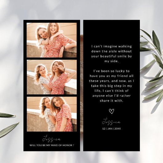 Photo Strip 3 Pictures Bridesmaid Proposal Card Save The Date
