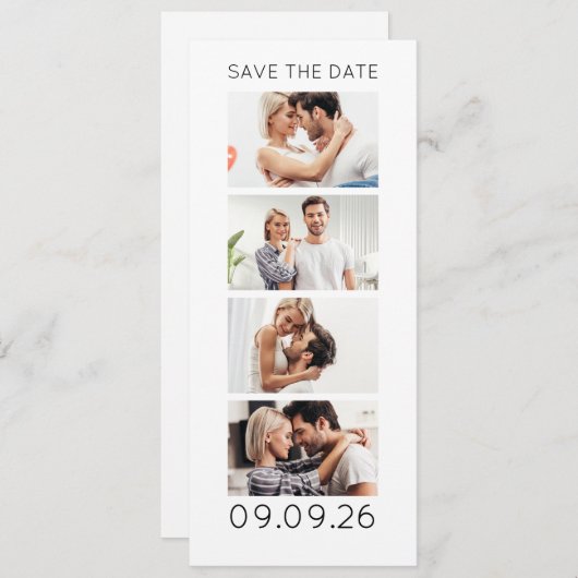 Photo Strip 4 Pictures QR Code Photobooth Wedding Save The Date (Voorkant / Achterkant)