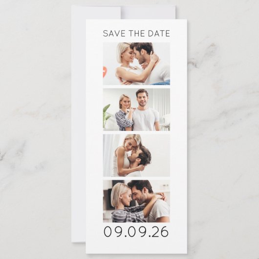 Photo Strip 4 Pictures QR Code Photobooth Wedding Save The Date (Voorkant)