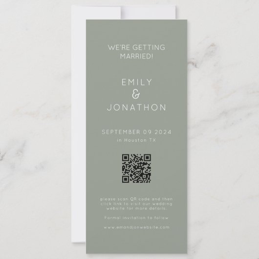 Photo Strip 4 Pictures QR Photobooth Wedding Sage Save The Date (Achterkant)