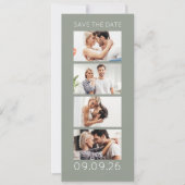 Photo Strip 4 Pictures QR Photobooth Wedding Sage Save The Date (Voorkant)