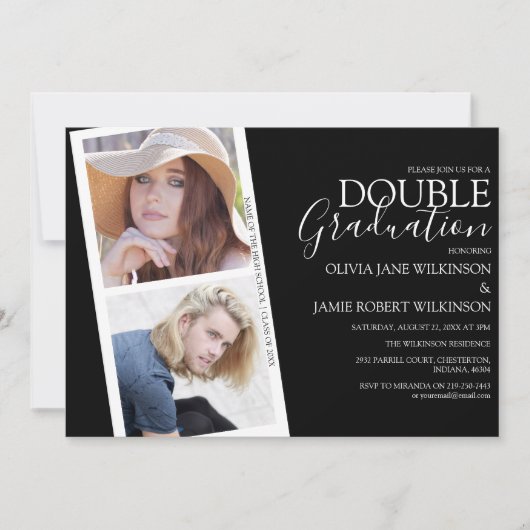 Photo Strip Joint Afstuderen Invitation Kaart (Voorkant)