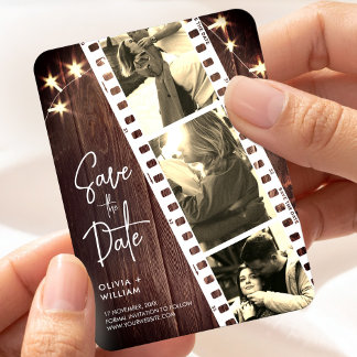 Photo Strip Wedding Save the Date Favor Rustic Magneet