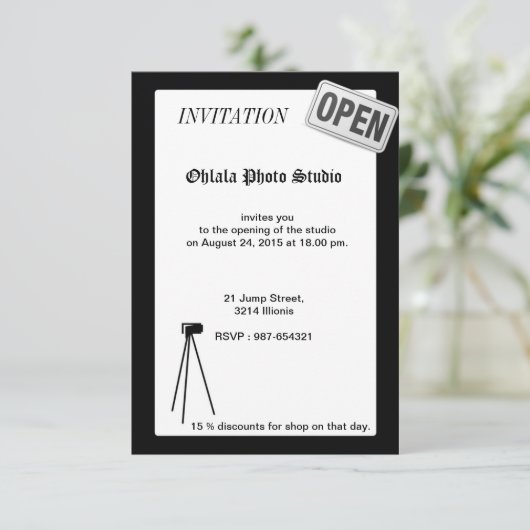Photo Studio Openingsuitnodiging Kaart (Staand voorkant)