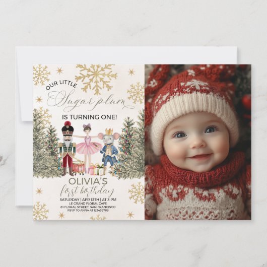 Photo Sugar Plum Nutcracker Invite Kaart (Voorkant)