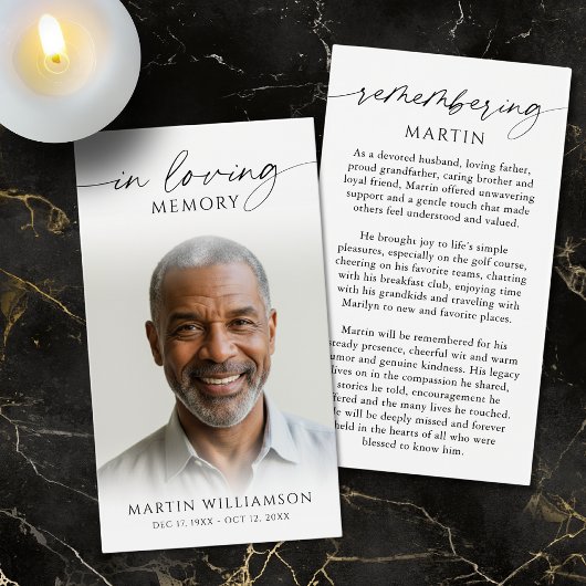 Photo Sympathy Funeral Remembrance Prayer Card Visitekaartje