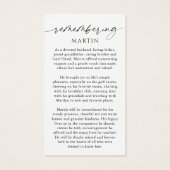 Photo Sympathy Funeral Remembrance Prayer Card Visitekaartje (Achterkant)