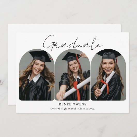Photo Template Graduation Flat Announcement Card Aankondiging (Voorkant / Achterkant)
