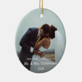 Photo Template Our First Christmas Married Merry  Keramisch Ornament (Rechts)