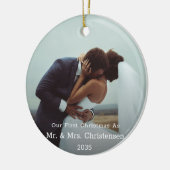 Photo Template Our First Christmas Married Merry  Keramisch Ornament (Links)