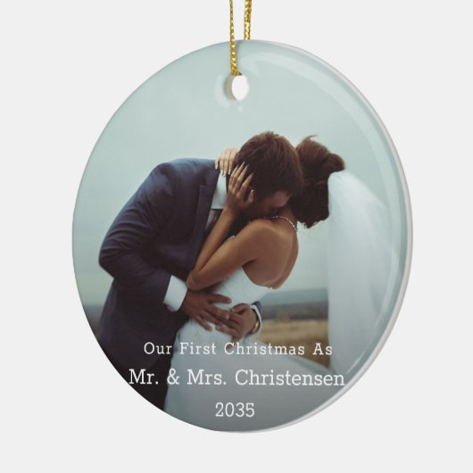 Photo Template Our First Christmas Married Merry  Keramisch Ornament (Links)