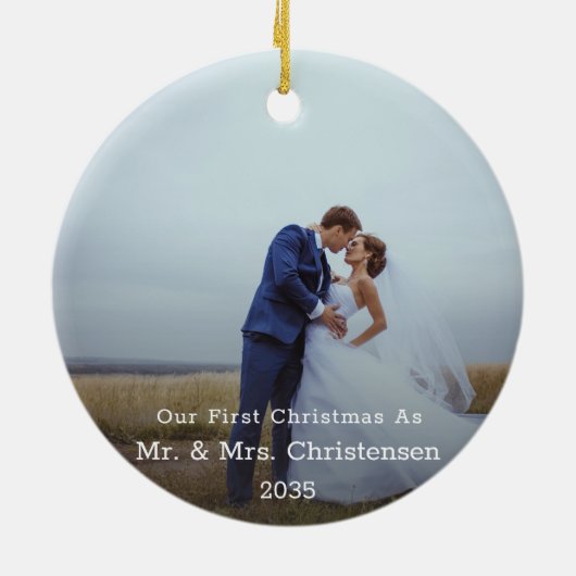 Photo Template Our First Christmas Married Merry  Keramisch Ornament (Achterkant)