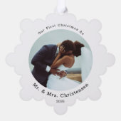 Photo Template Our First Christmas Married Merry  Ornament Kaart (Achterkant)