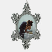 Photo Template Our First Christmas Married Merry Tin Sneeuwvlok Ornament (Links)