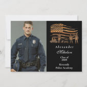 Photo Thin Blue Line Rustic Police Graduation Aankondiging (Voorkant)
