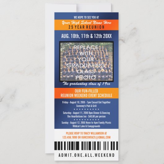 Photo Ticket Class Reunion Invitation Kaart (Voorkant)