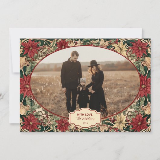 Photo Timeless Poinsettia Holiday Feestdagenkaart (Voorkant)