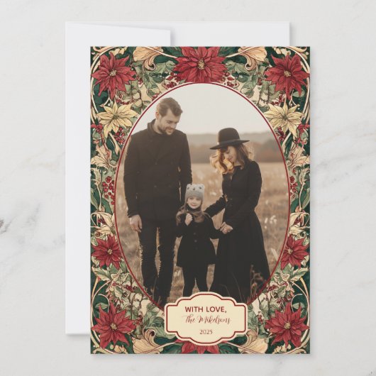 Photo Timeless Poinsettia Holiday Feestdagenkaart (Voorkant)