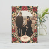 Photo Timeless Poinsettia Holiday Feestdagenkaart (Staand voorkant)