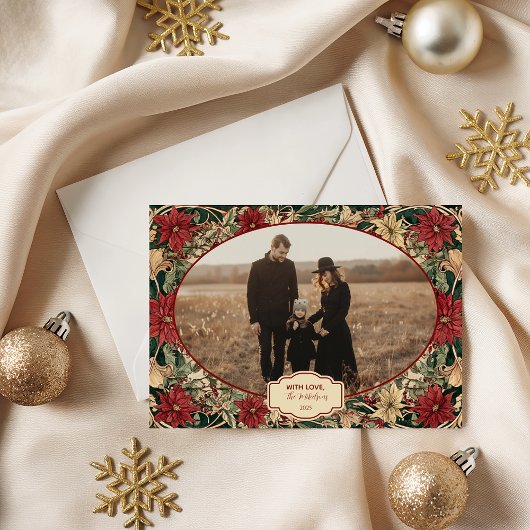 Photo Timeless Poinsettia Holiday Feestdagenkaart