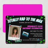 Photo Totally 80s Retro Birthday Party Invitation Kaart (Voorkant / Achterkant)