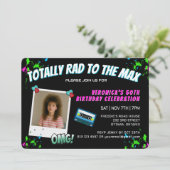 Photo Totally 80s Retro Birthday Party Invitation Kaart (Staand voorkant)