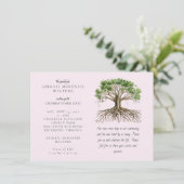 Photo Tree Deep Roots Pink Celebration of LIfe Kaart (Staand voorkant)