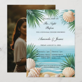 Photo Tropical Beach Rehearsal Dinner Invite Kaart