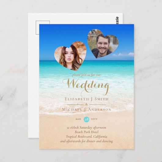 PHOTO Tropisch strand Zandje Zee Opslaan Datum Briefkaart (Voorkant / Achterkant)