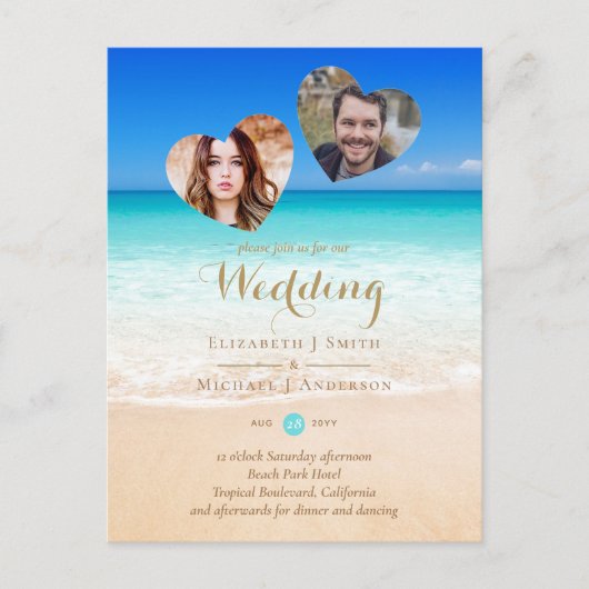 PHOTO Tropisch strand Zandje Zee Opslaan Datum Briefkaart (Voorkant)