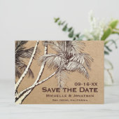 PHOTO Tropische palmboom Beach Weddenschap Save The Date (Staand voorkant)