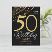 Photo Typography Botanical Elegant 50 Birthday Kaart (Staand voorkant)