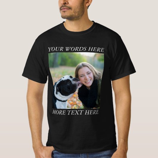 Photo Upload T-Shirt with Custom Text (Voorkant)