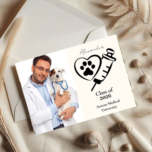  Photo Veterinary Medicine Paw Graduation Party Aankondiging