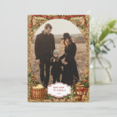Photo Victorian Holiday Garland Christmas Feestdagenkaart (Staand voorkant)