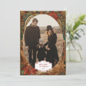 Photo Victorian Poinsettia Christmas Feestdagenkaart (Staand voorkant)