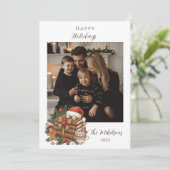 Photo Vintage Book Lover Christmas Feestdagenkaart (Staand voorkant)