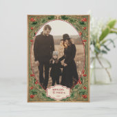 Photo Vintage Botanical Holiday Feestdagenkaart (Staand voorkant)