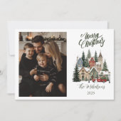 Photo Vintage Christmas Village Feestdagenkaart (Voorkant)