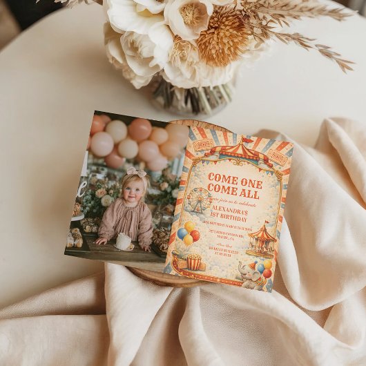 Photo Vintage Circus Fairytale Birthday Kaart