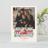 Photo Vintage Red Truck Christmas Feestdagenkaart (Staand voorkant)