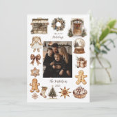 Photo Vintage Rustic Christmas Feestdagenkaart (Staand voorkant)