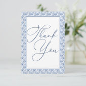 Photo Vintage Victorian Toile Blue Floral Wedding Bedankkaart (Staand voorkant)