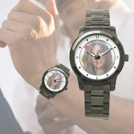 PHOTO Watch | I Love ( HEART) MY ( Custom Text)    Horloge