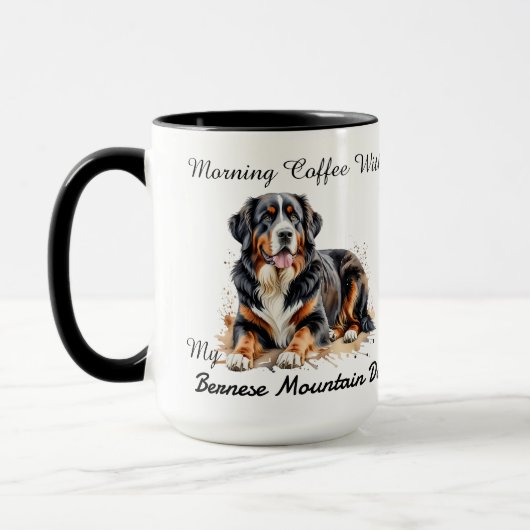Photo Watercolor Bernese Mountain Dog Personalize Mok (Links)