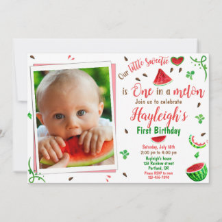 Photo Watermelon birthday invitation 1st birthday Kaart