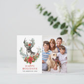 PHOTO Waterverf Kerstmis Deer Greeting Holiday Briefkaart (Staand voorkant)