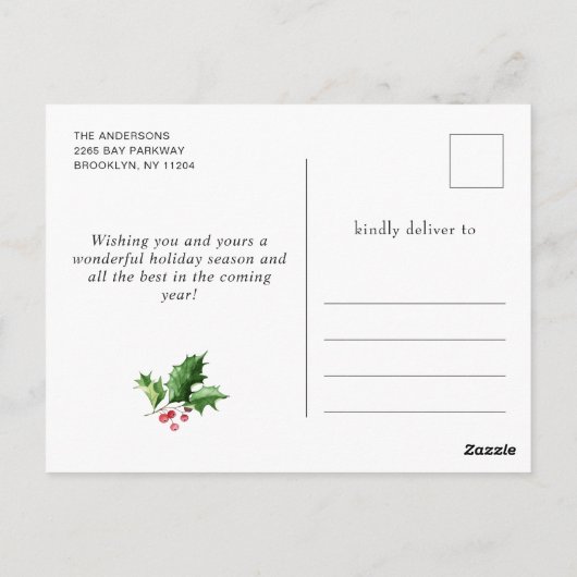 PHOTO Waterverf Kerstmis Deer Greeting Holiday Briefkaart (Achterkant)