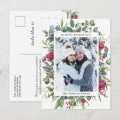 PHOTO Waterverf Winter Rozen Flowers Kerstmis Briefkaart (Voorkant / Achterkant)